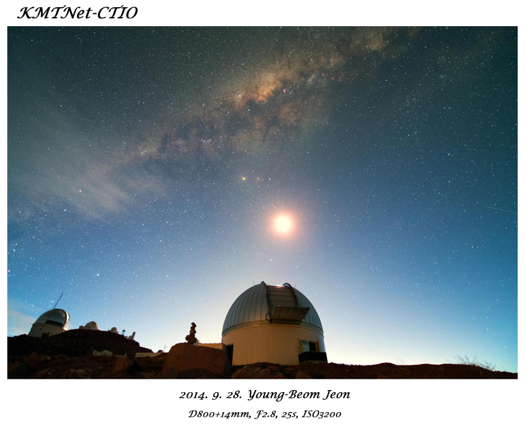 KMTNet-CTIO 2014.9.28. Young-beom Jeon D800+14mm, f2.8, 25s, ISO3200