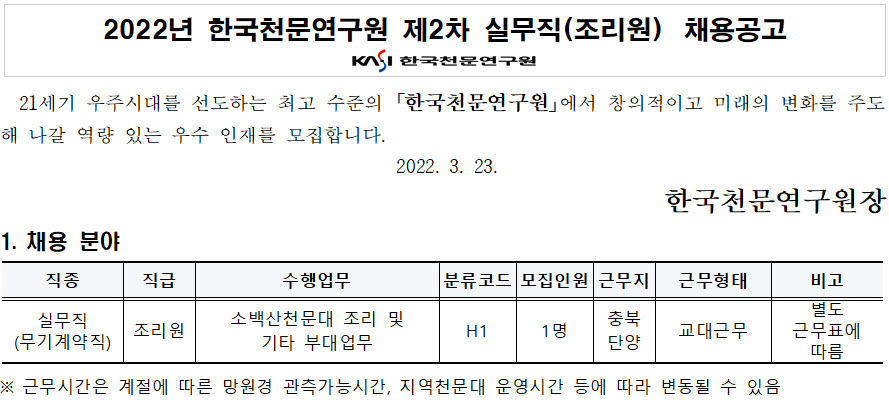 2022년 실무직(조리원)채용공고_모집분야