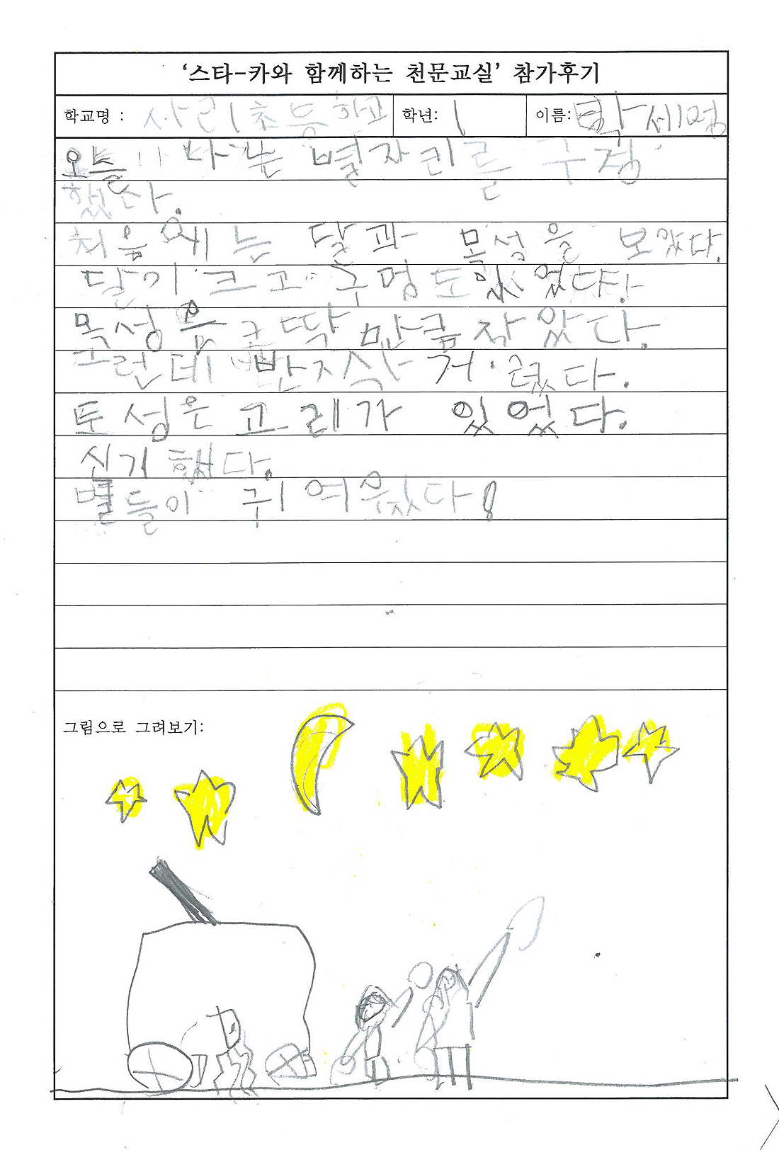 참가후기는 아래의 동일한 내용을 참고해 주시기 바랍니다. (상리초 박세영 어린이)