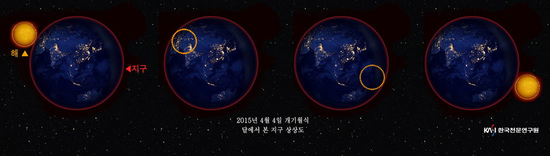 2015년 4월 4일 개기월식 때 달에서 본 지구 상상도 그림