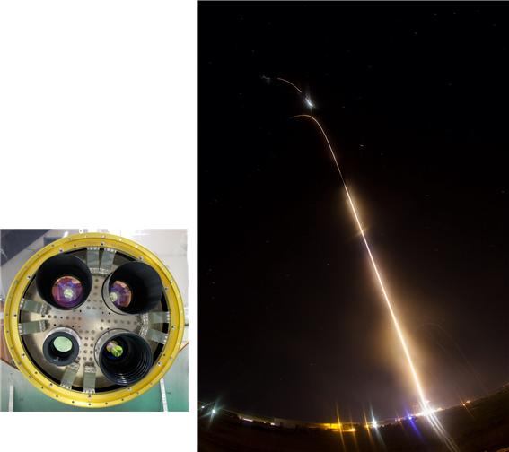 (왼쪽)NASA 로켓 탑재용 적외선카메라, (오른쪽) 로켓발사 장면