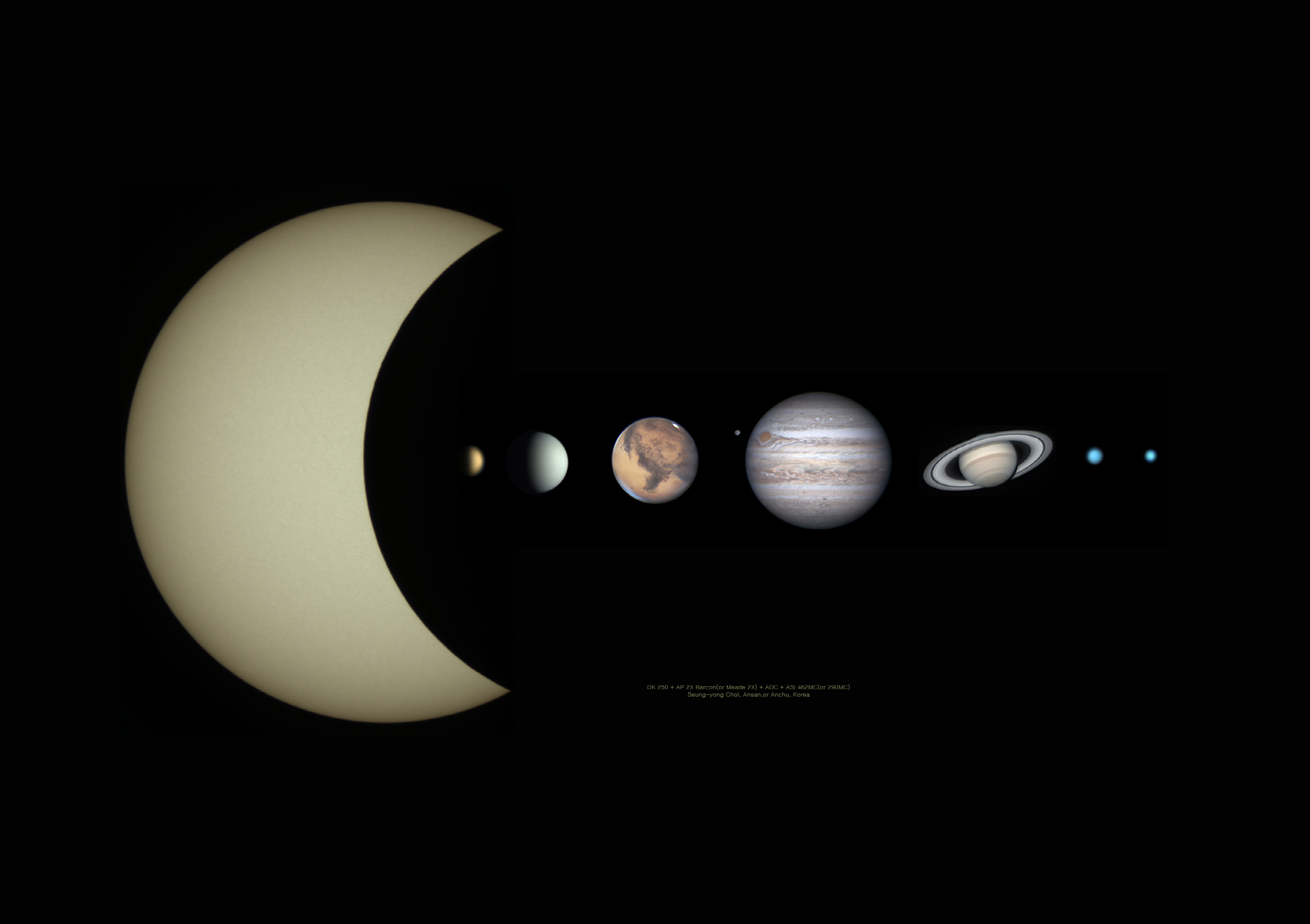 2020 - Our Solar System with Sun and Moon 